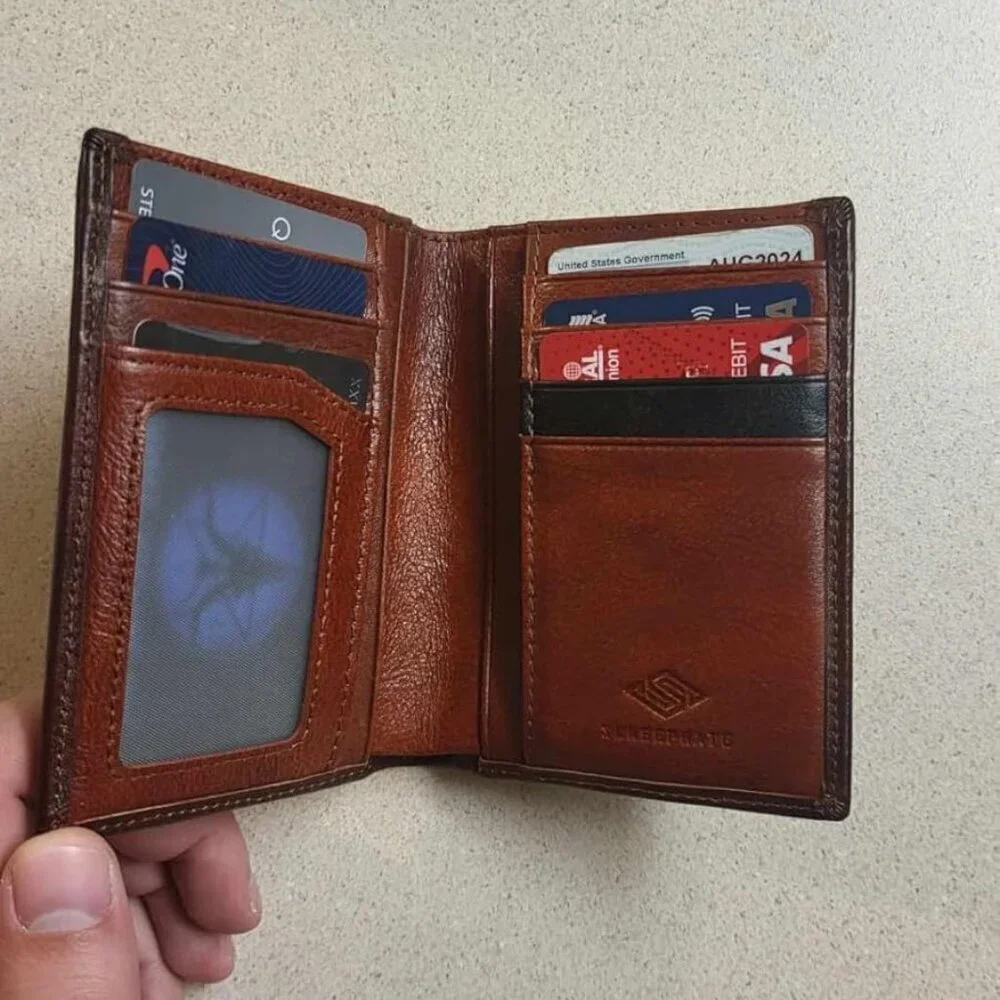 🆕Skneephate Leather Wallets For Men Vertical Bifold Rfid Gifts for Him Husband